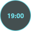 A digital clock displaying 19:00.