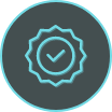 Icon of a badge with a checkmark in the center.